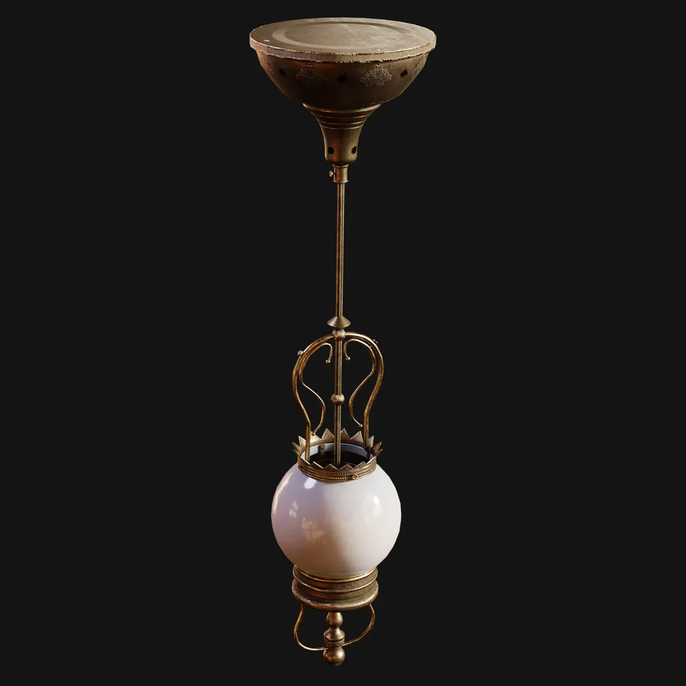 Late 1800s Globe Shade Ceiling Light