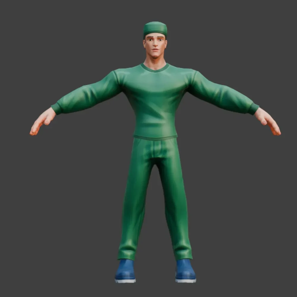 Stylized Male Green Outfit