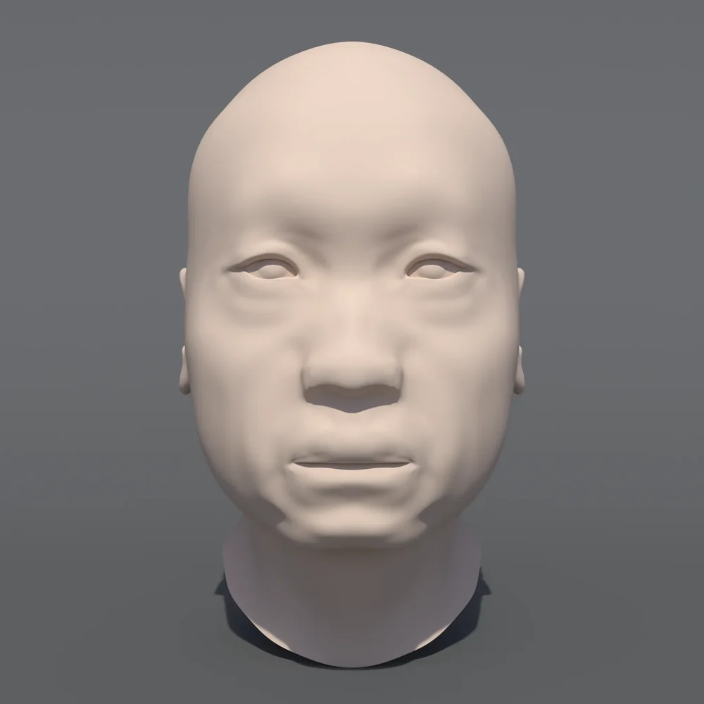 Asian Man Head Base Mesh