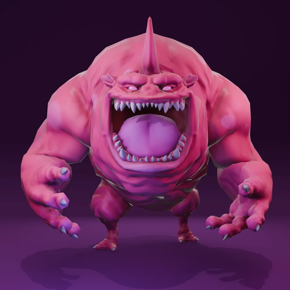 Monster Stylized Pink - Rigged - Lowpoly