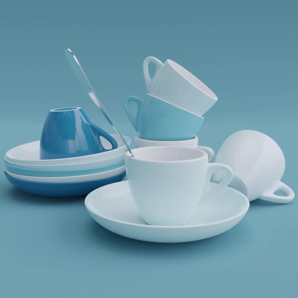 Cup & Saucer Set Small Colored 1