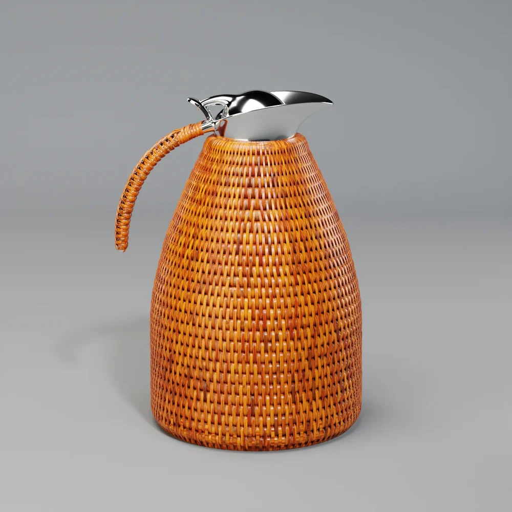 Thermos Flask Wrapped In Woven Wicker