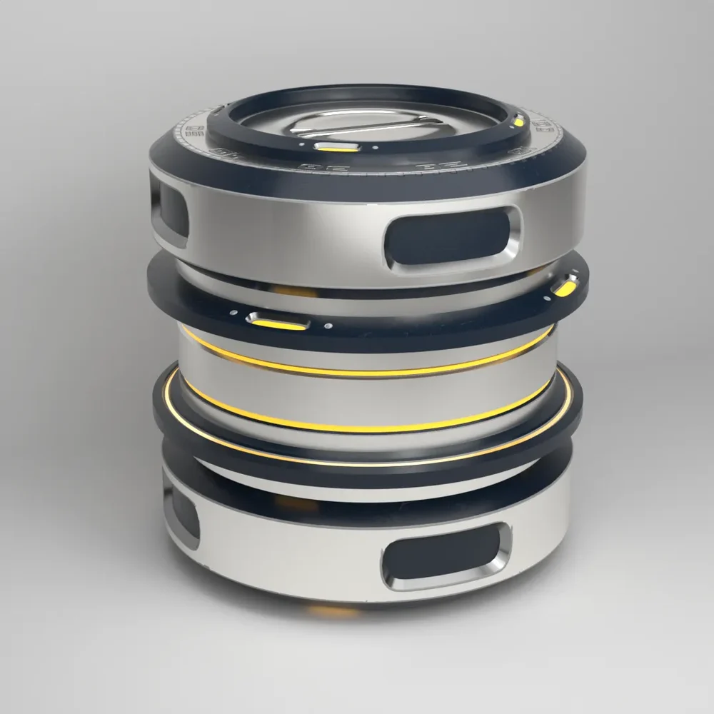 Scifi Metallic Barrel Container