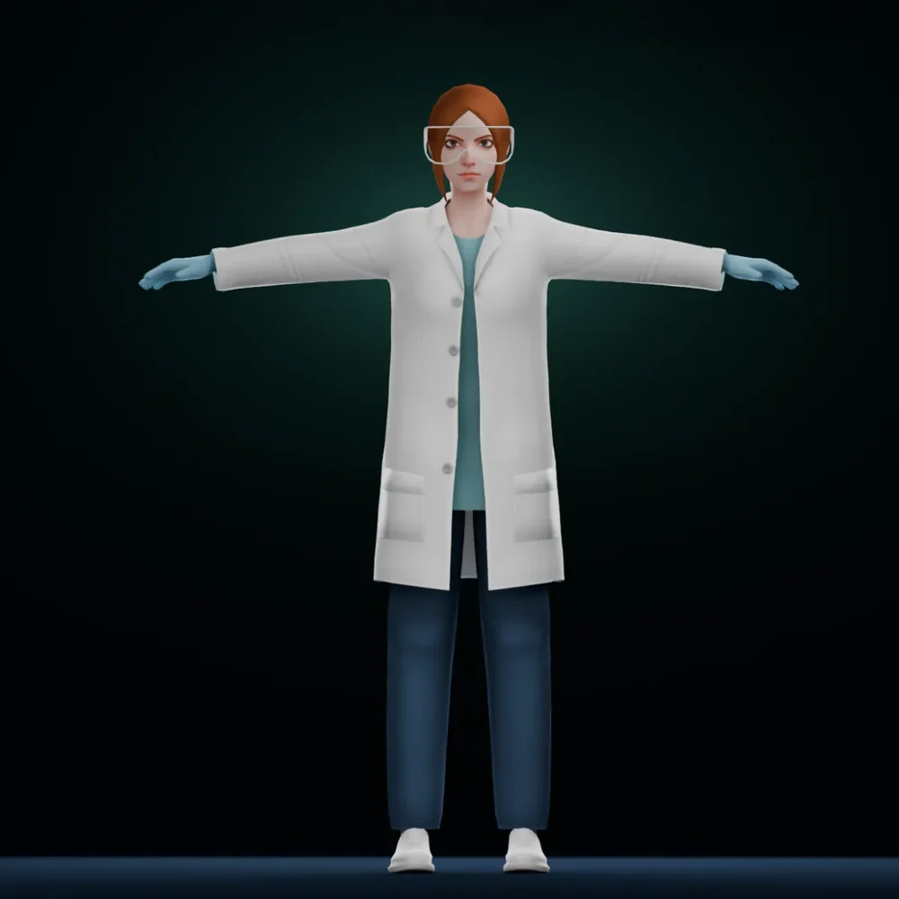 Female Doctor With Gloves Glasses