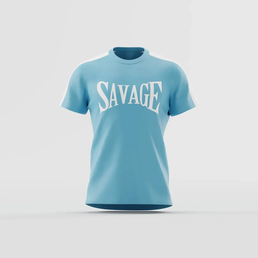 "Savage" Light Blue Panel T-Shirt