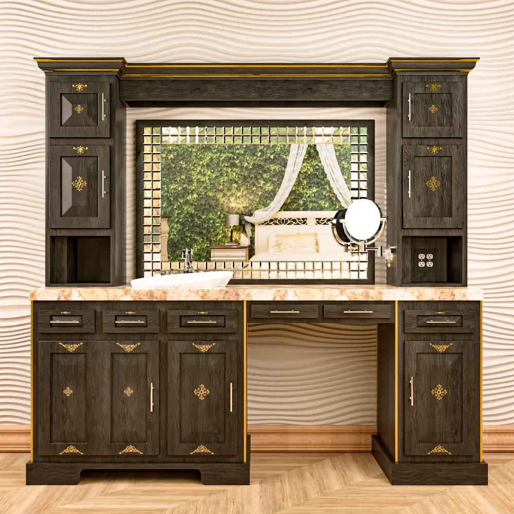 Victorian Antique Makeup Bedroom Bathroom Mirror Vanity Table
