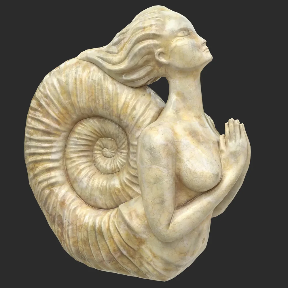 Siren Beige Marble Statue
