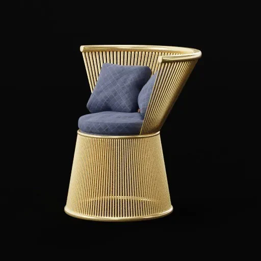 Brass Gold Modern Minimalist Rod Chair