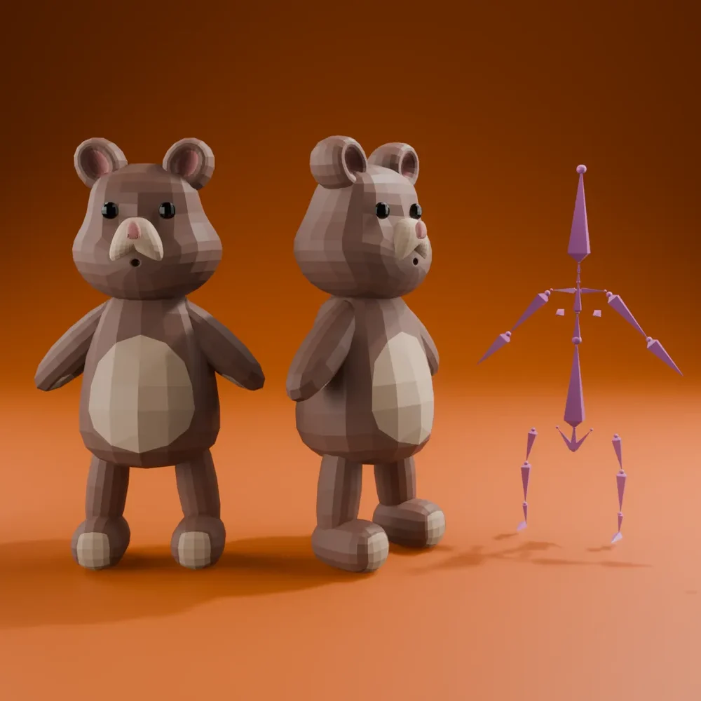 Low Poly Bear 3d Model With Ready-Made Rig