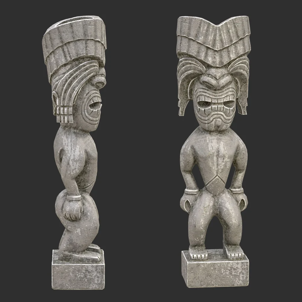 Tiki God Elder Shaman Statue Stone