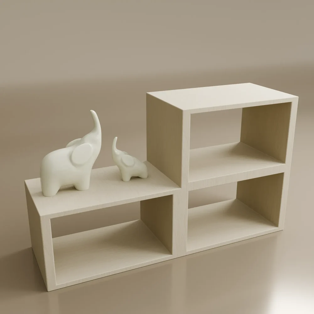 Elephantdecoration And Wooden Shelf Set