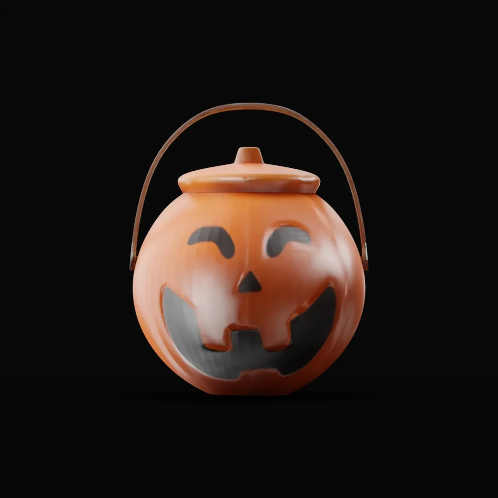 Lowpoly Kids Halloween Pumpkin Bucket
