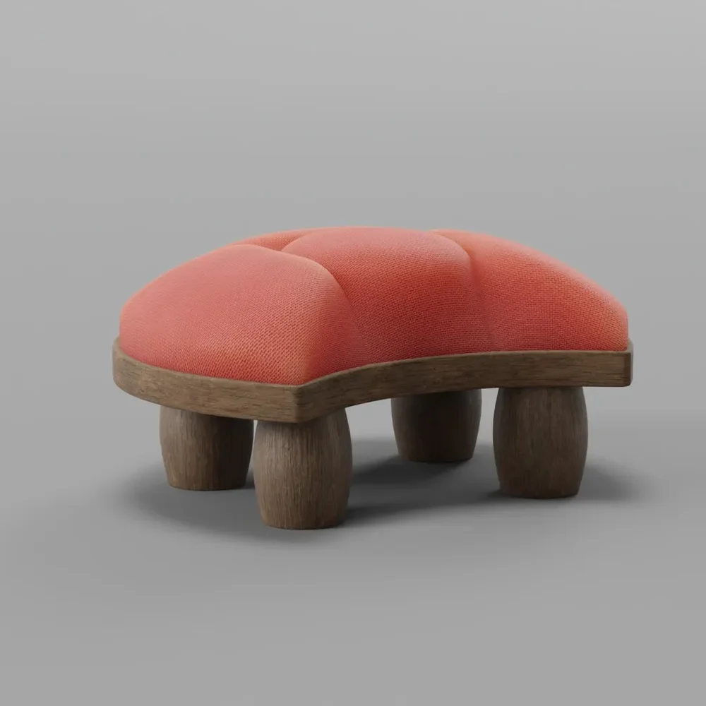 Red Flowercircle Pouf