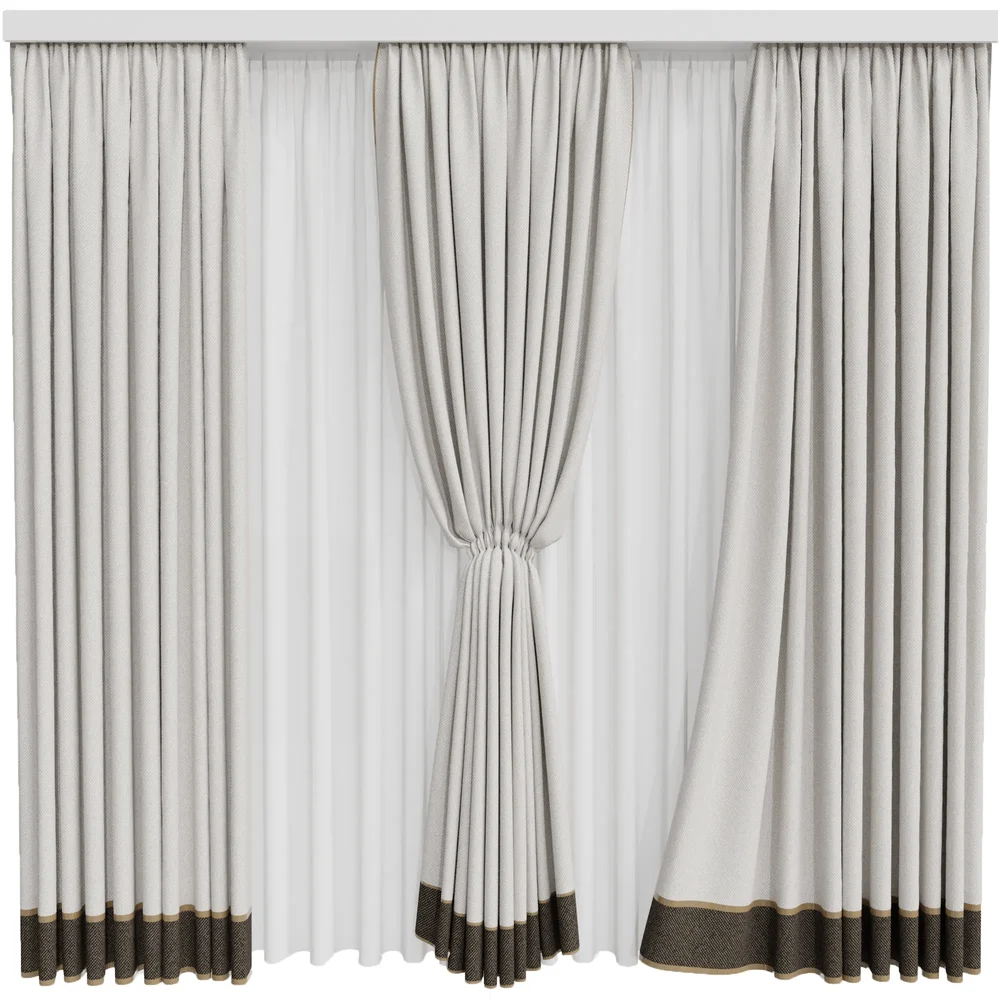 White Silk And Cotton Curtains