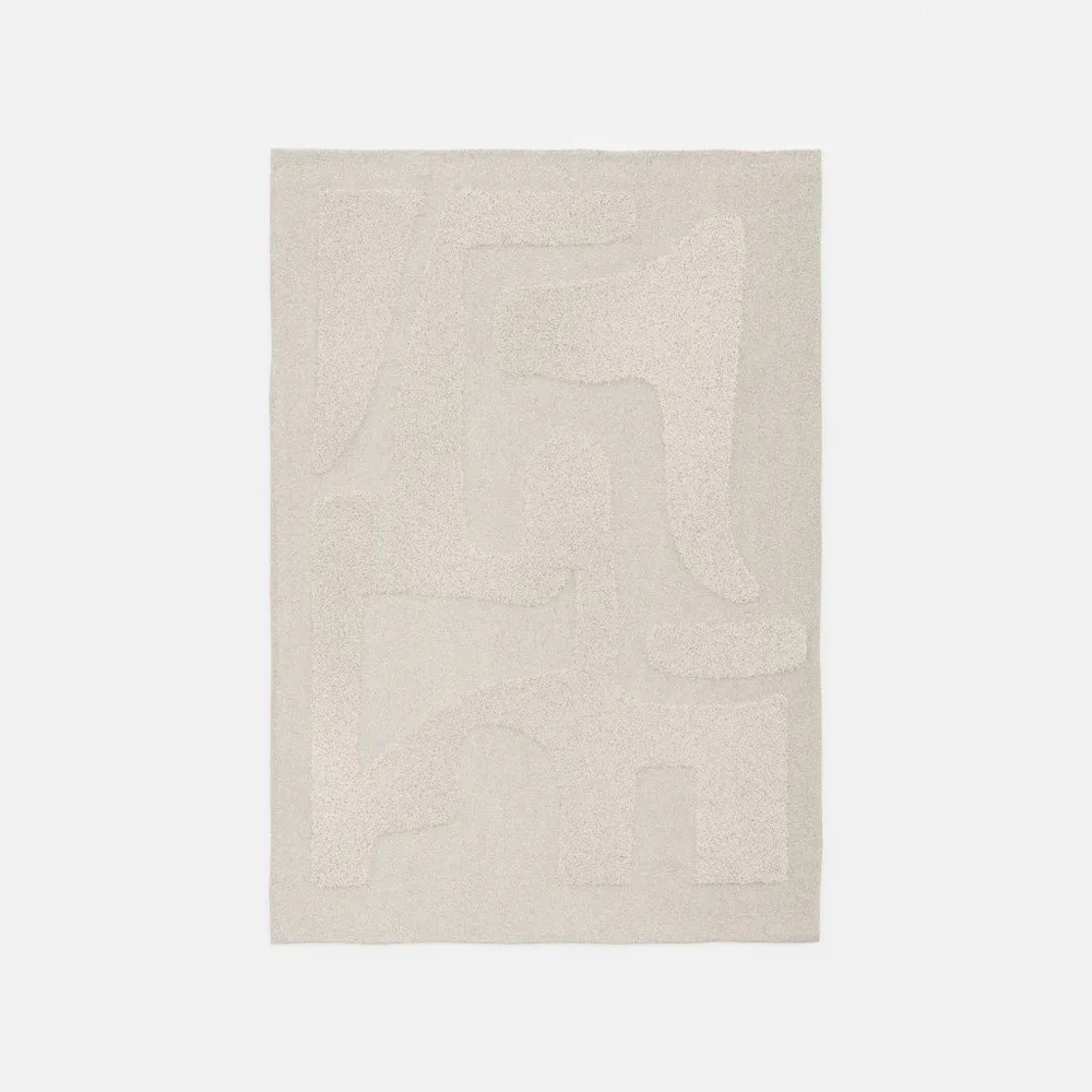 White And Rattan Rug