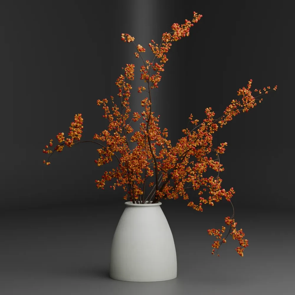 Berry Branches In White Vase