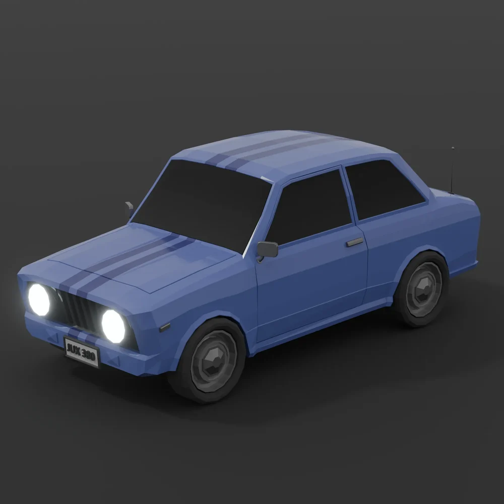 Low Poly Blue Racing Car