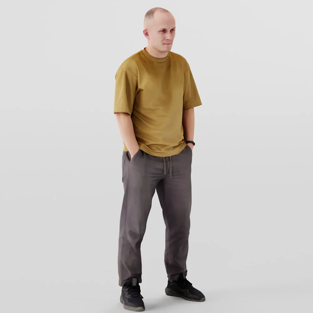 Urban Minimalist Bald Man In Mustard