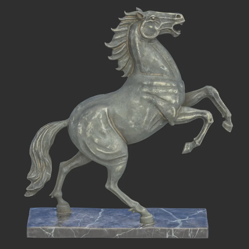 Rearing Horse Diorite Statue