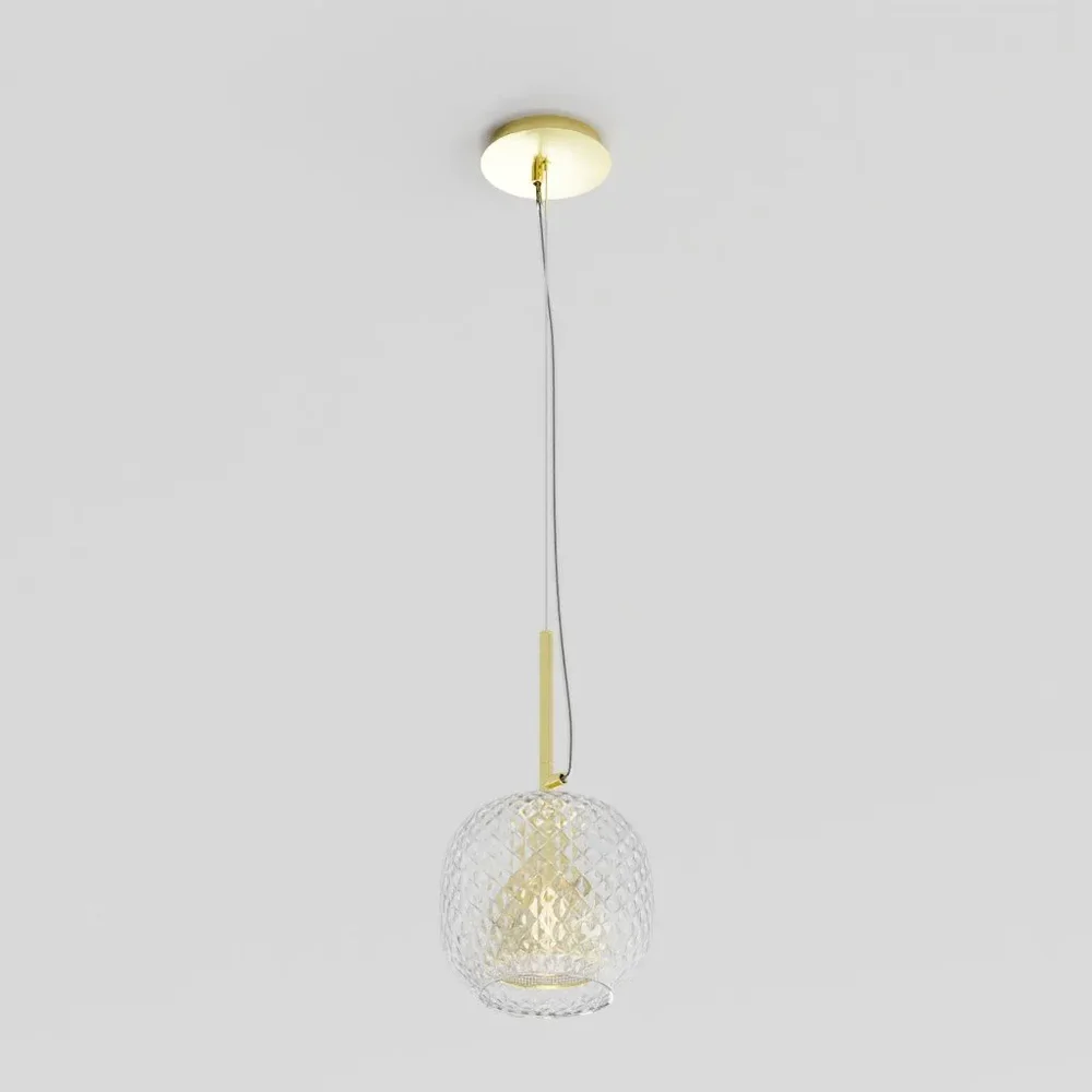 Glass And Brass Ceiling Light