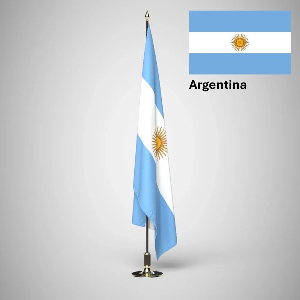 Argentina Ceremonial Flag On Stand
