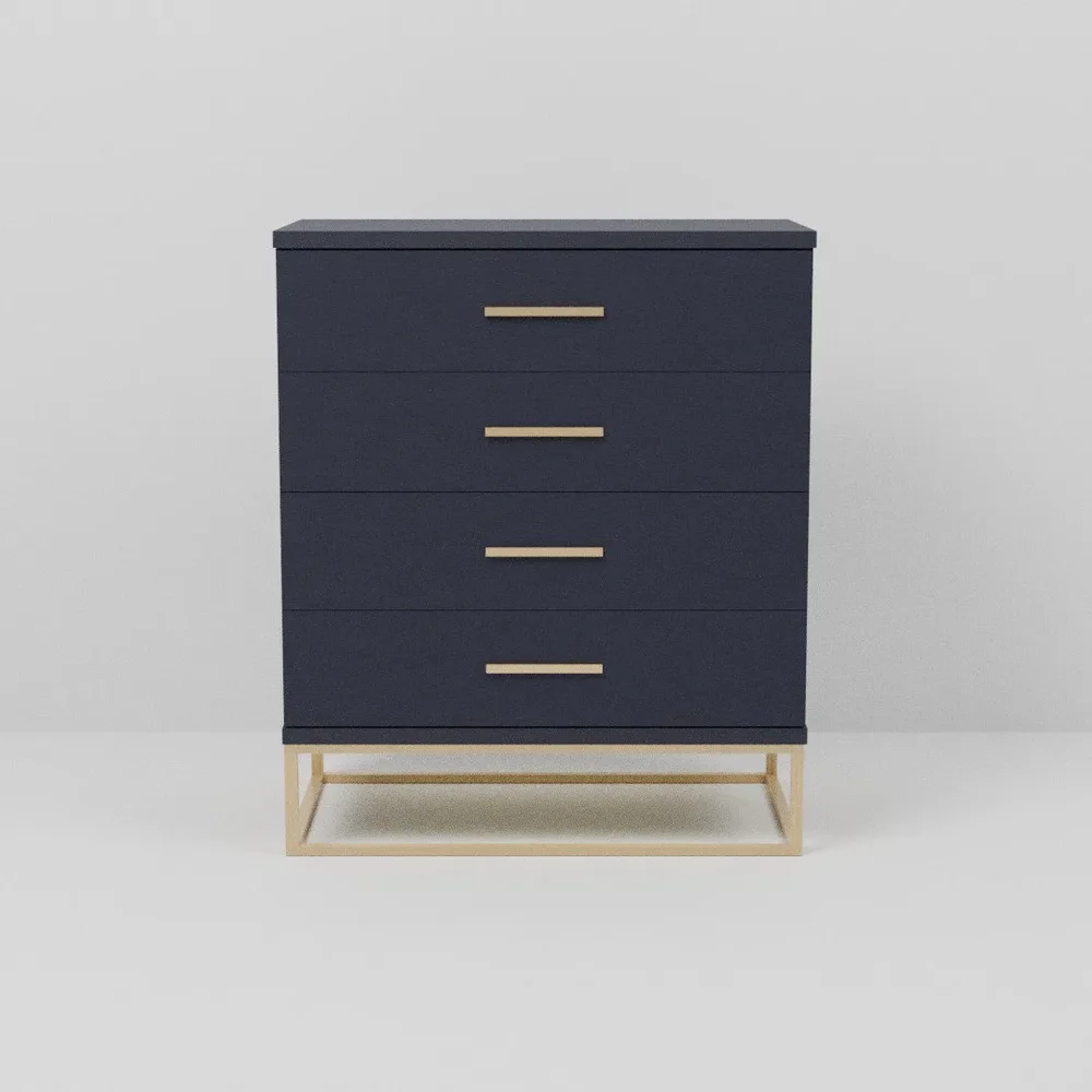 Navy Brass Tall Boy Cabinet