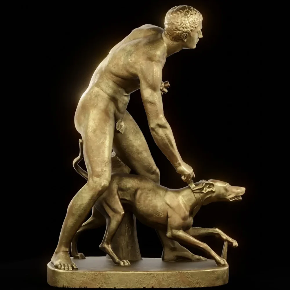 The Hunter And His Dog Brass