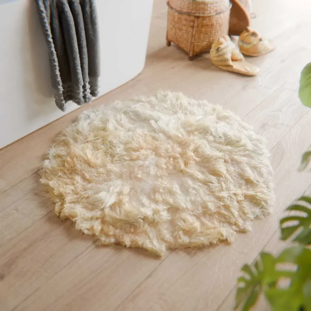 Beige Fur Bathmat