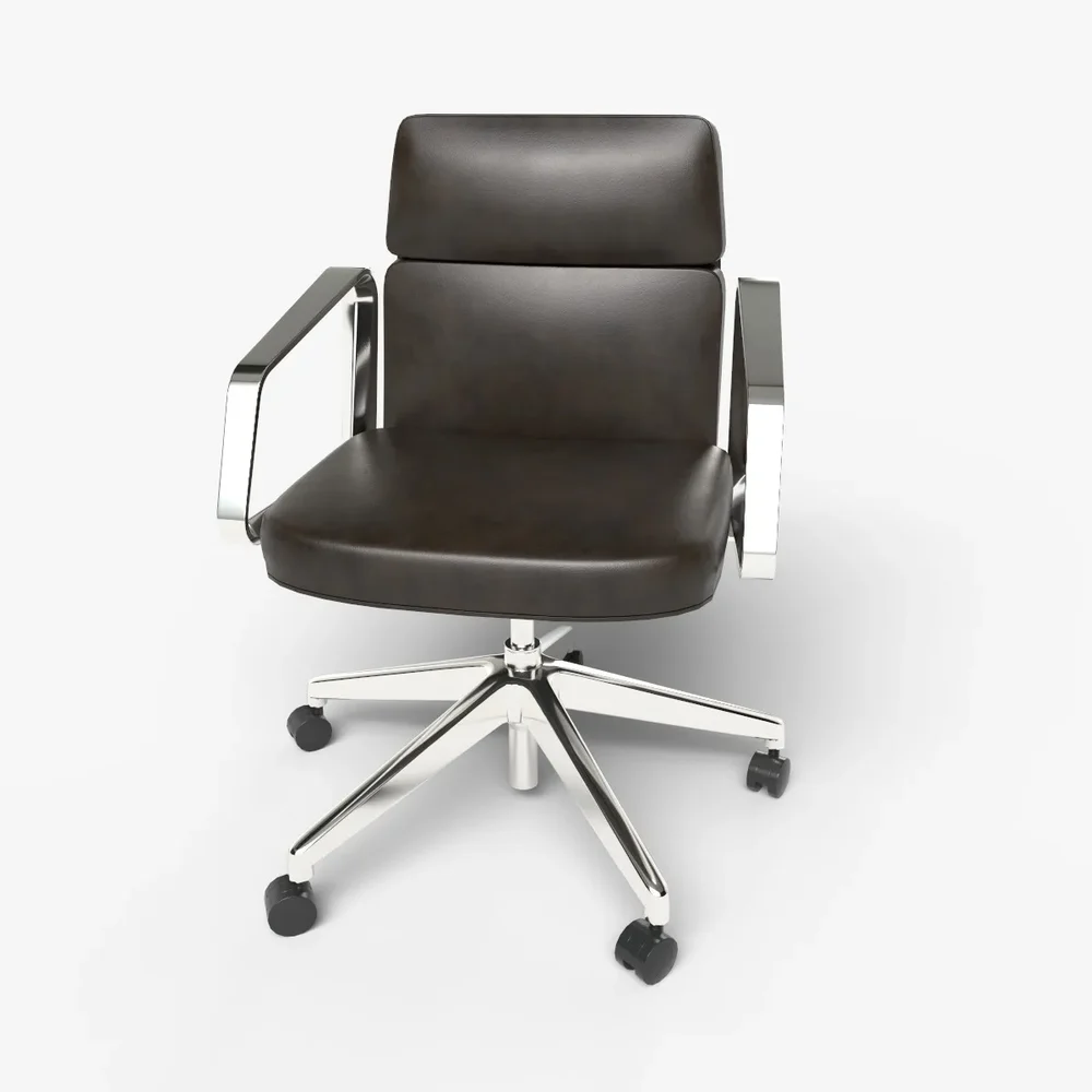 Las Lead Chair Brown Leather Low-Poly