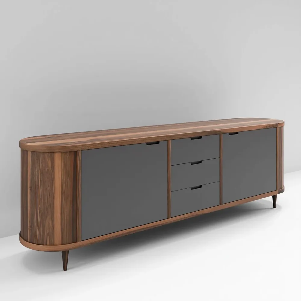 Walnut Curve Tv Cabinet