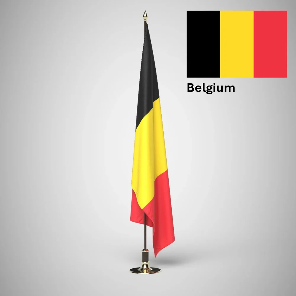 Belgium Ceremonial Flag On Stand