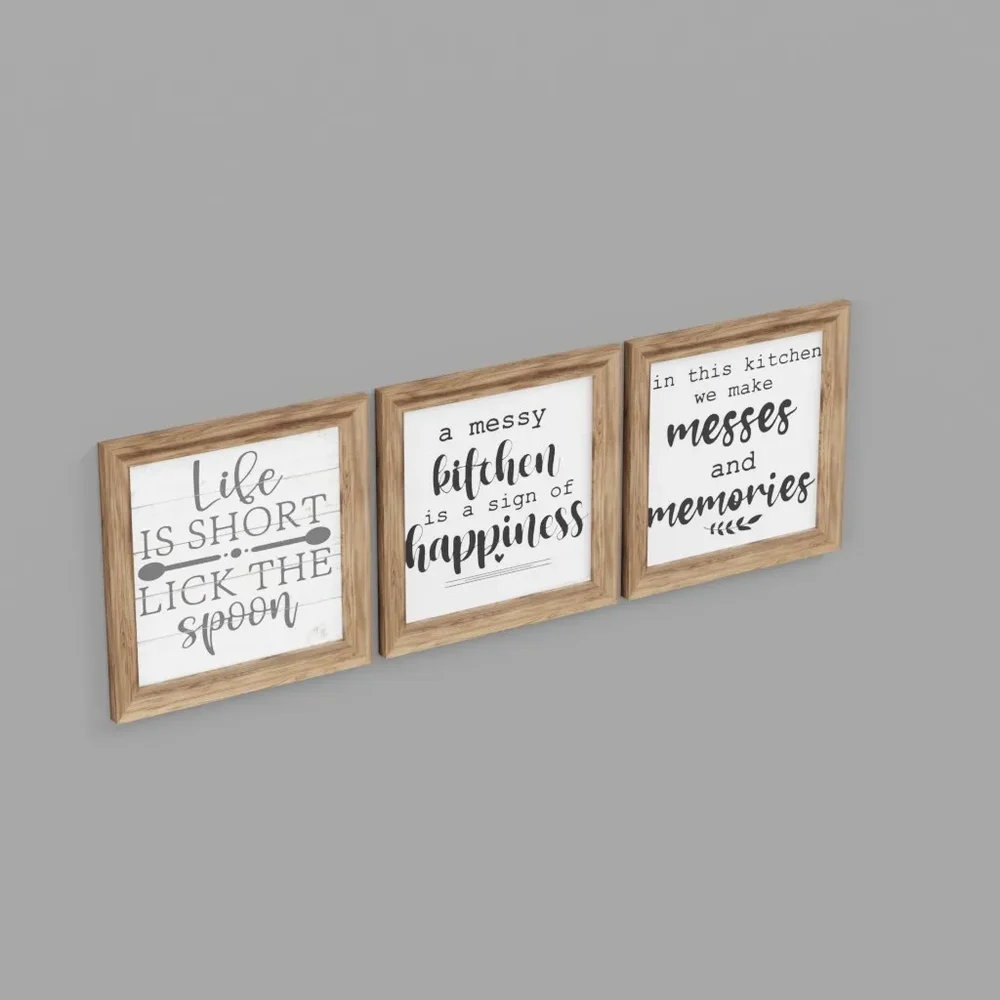 Framed Kitchen Wall Art Sign Set
