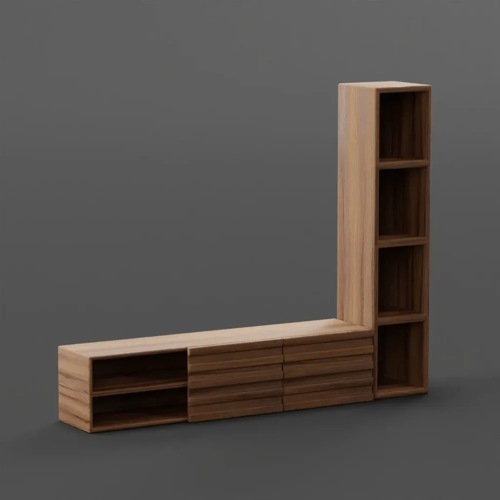 Wooden Tv Cabinet And Bookcase