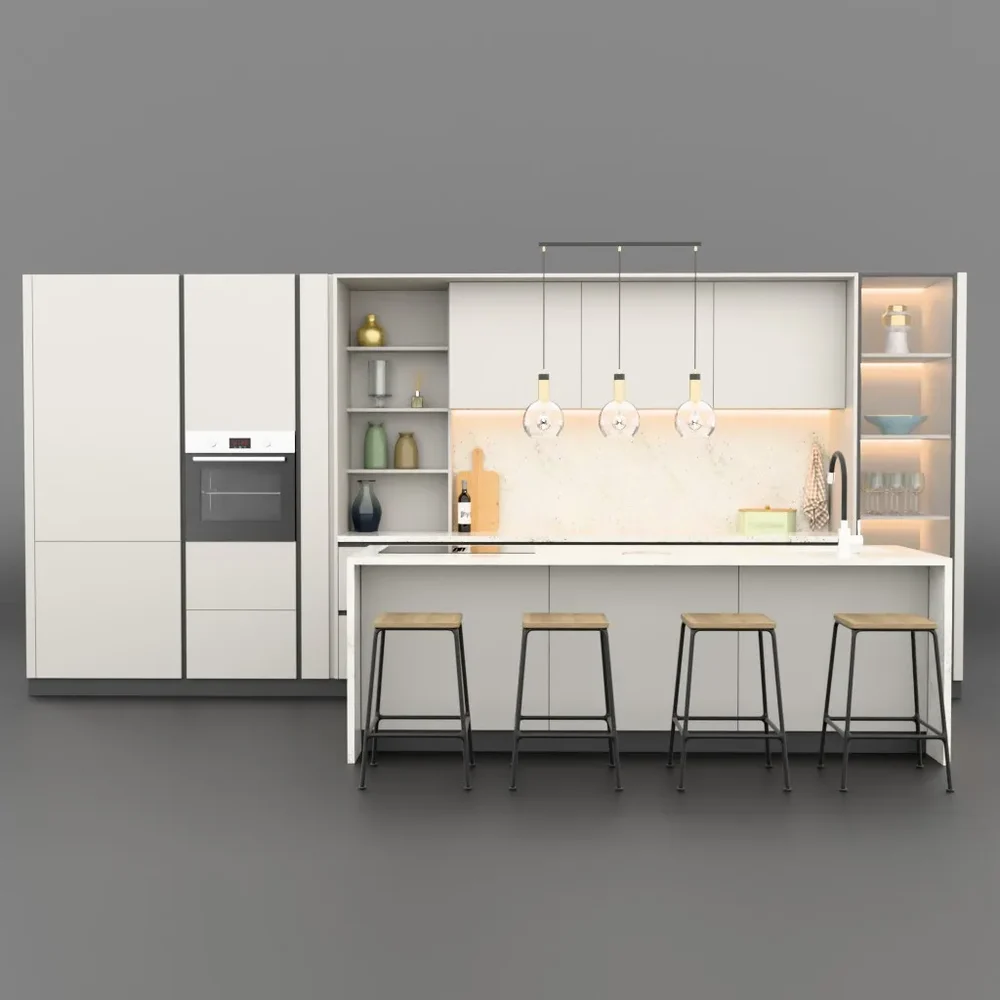 Modern Beige Kitchen With Island