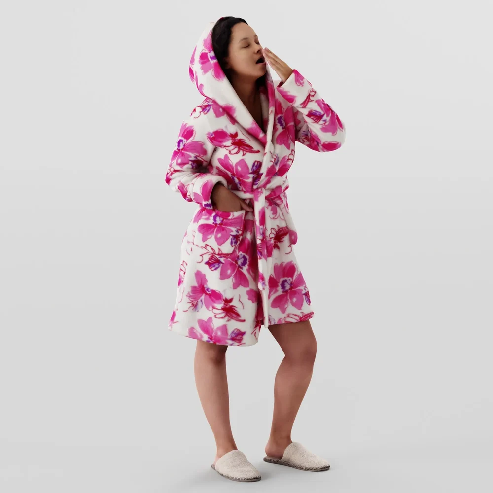 Relaxed People In A Cozy Bathrobe