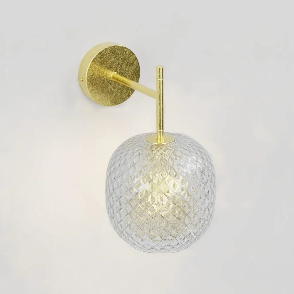 Glass And Brass Wall Light