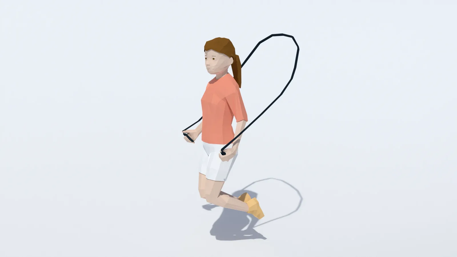 Low Poly Girl Playing With A Rope