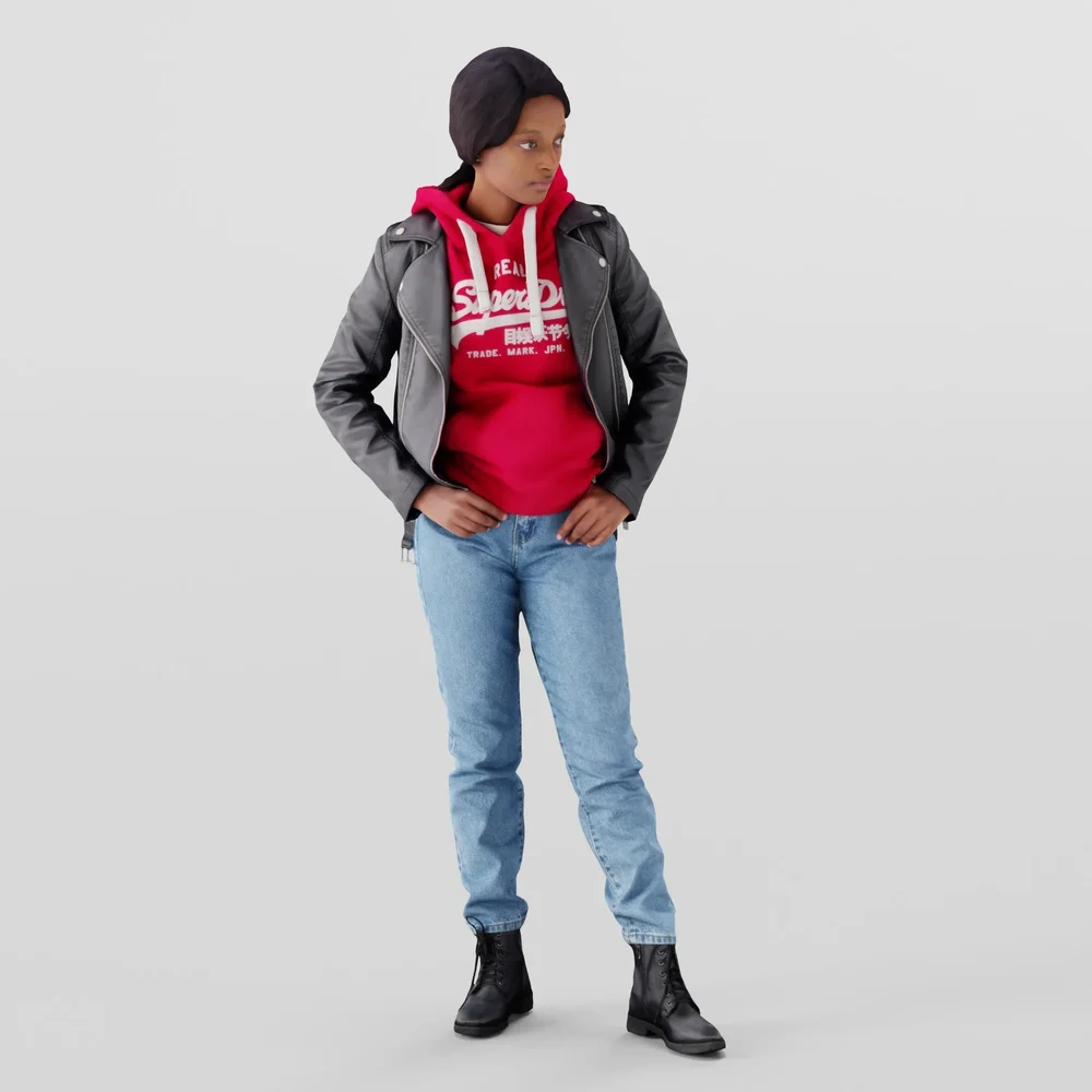 Casual Urban Lady In Red Hoodie