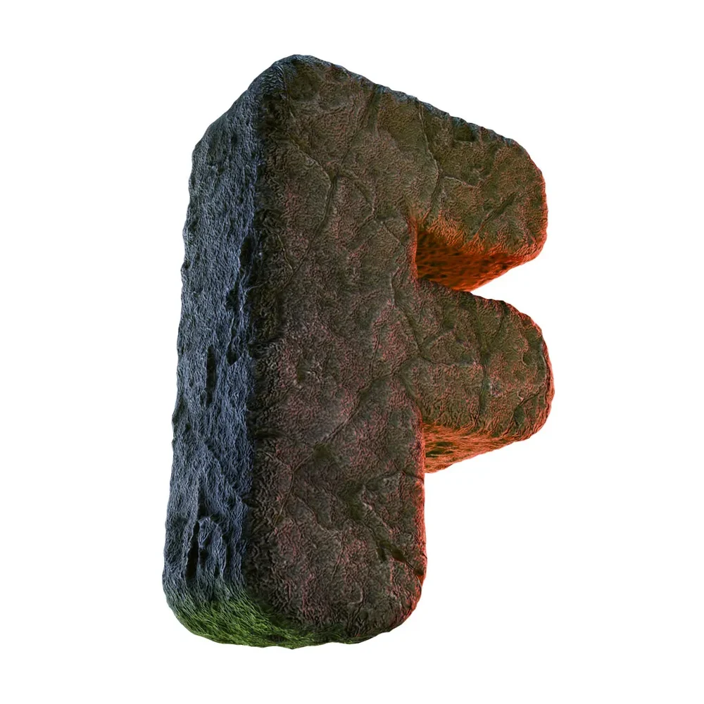 F Letter Of Alphabet Stone Carved