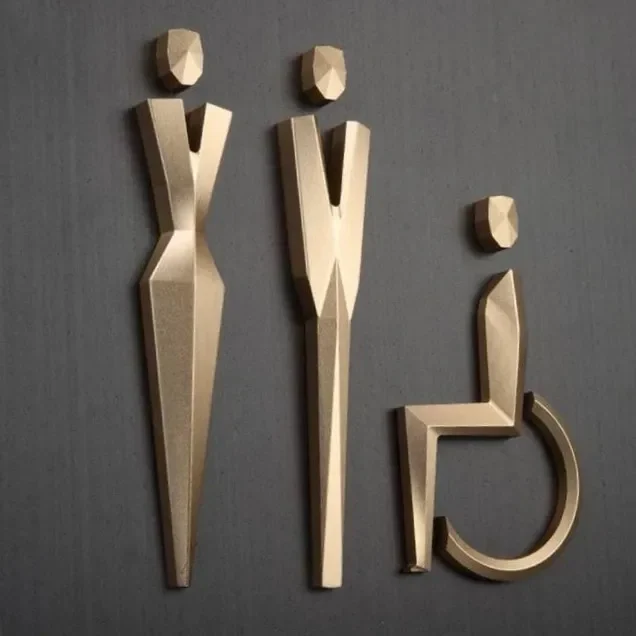 Brass 3d Bathroom Signage