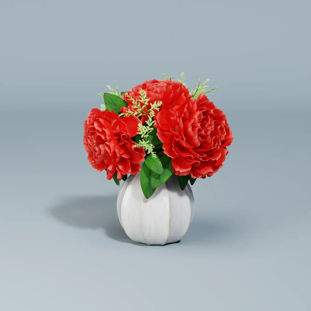 Vase With Red Peonies