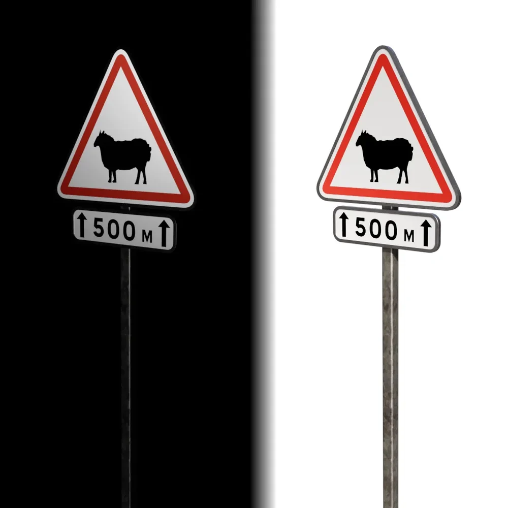 Road Sign Sheep French Std (A15a1)