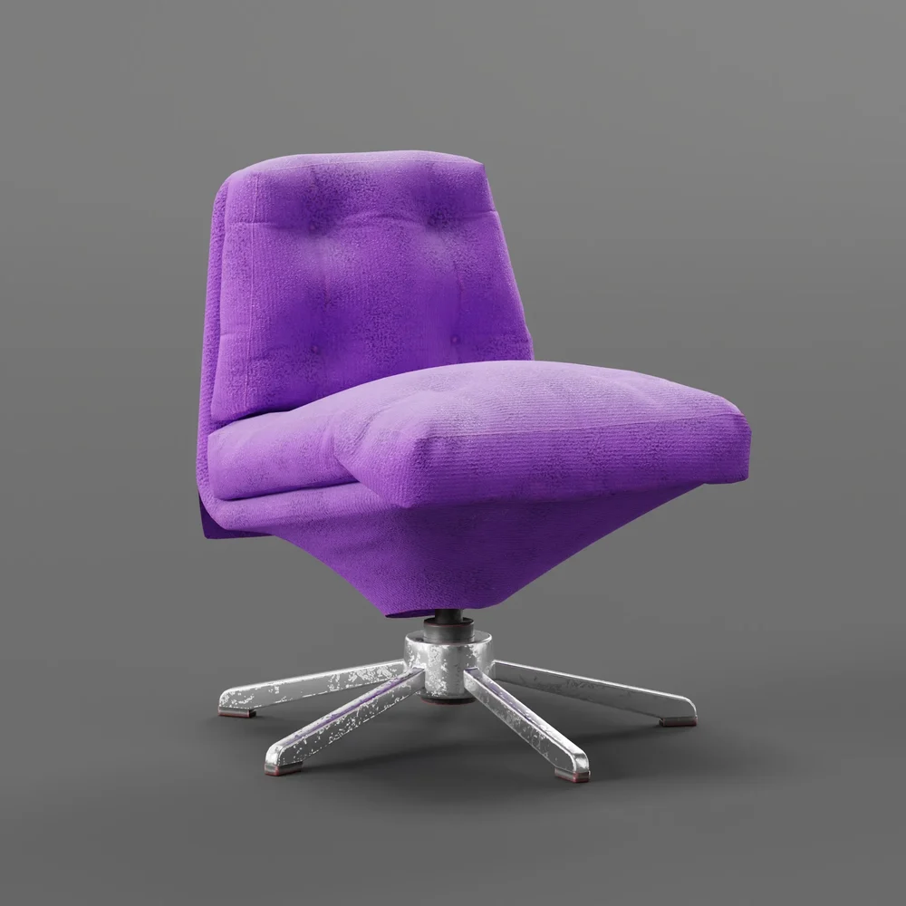 Wide Cloth Swivel Chair Purple