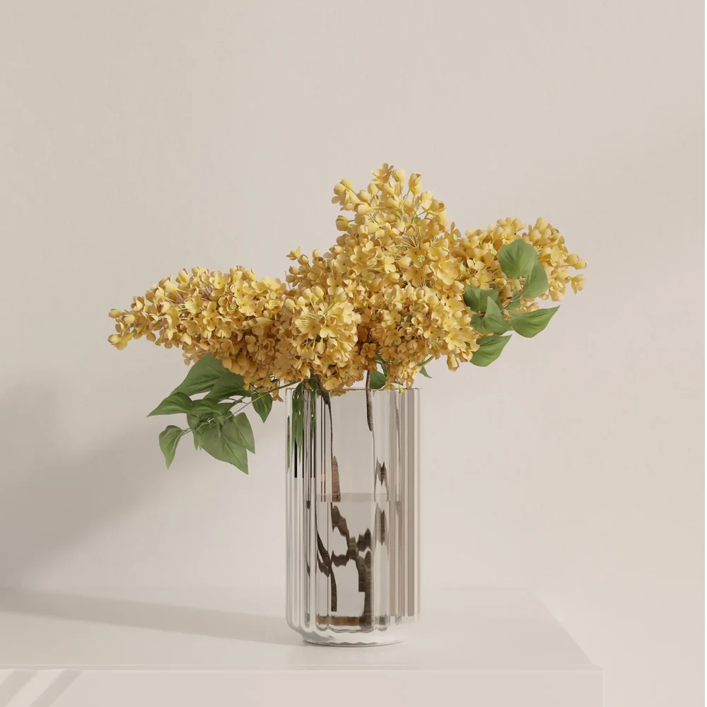 Golden Hydrangea Glass Vase