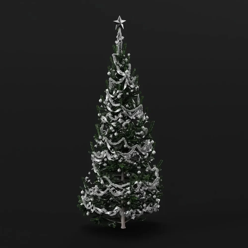 Christmas Tree Green White Med