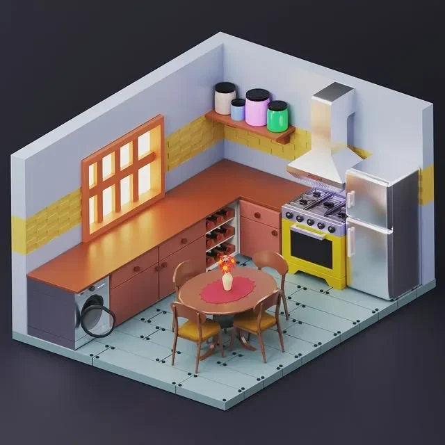 Stylized Cartoon Kitchen