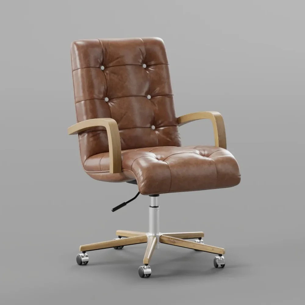 Office Leather Chair With Swivel Leg