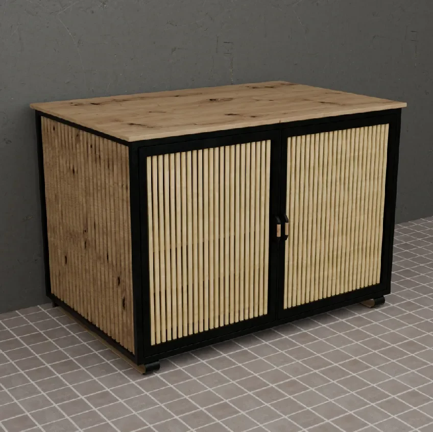 Modern Wood-Metal Sideboard