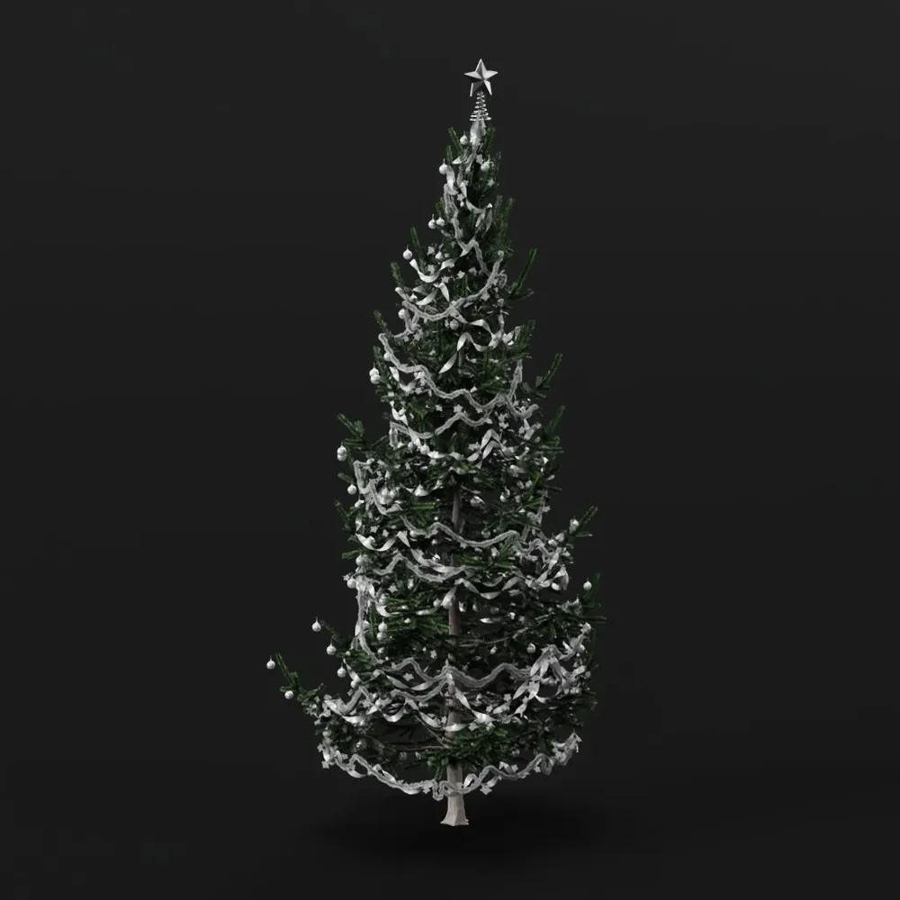 Christmas Tree Green White Large