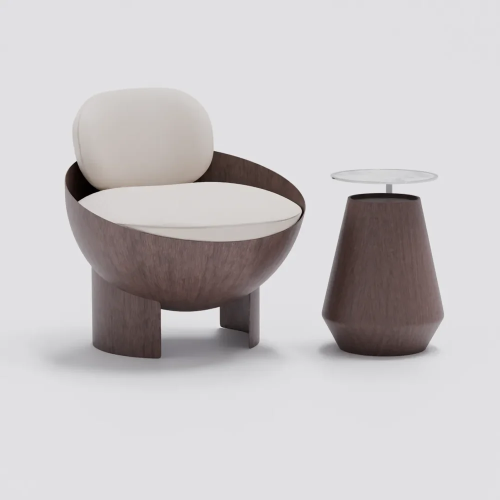 Spherical Armchair With Side Table Set
